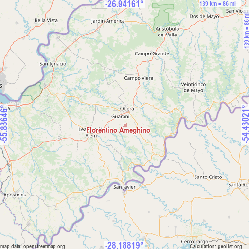 Florentino Ameghino on map