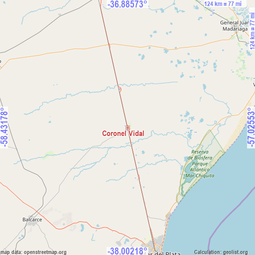 Coronel Vidal on map