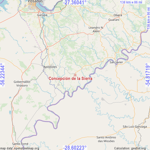 Concepción de la Sierra on map
