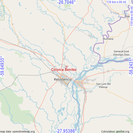 Colonia Benítez on map