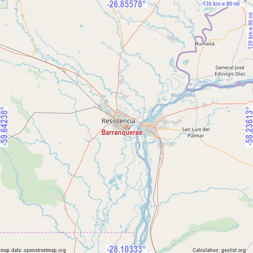 Barranqueras on map