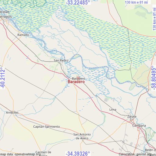 Baradero on map