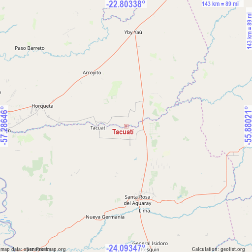 Tacuatí on map