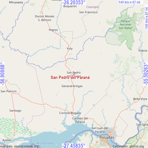 San Pedro del Paraná on map