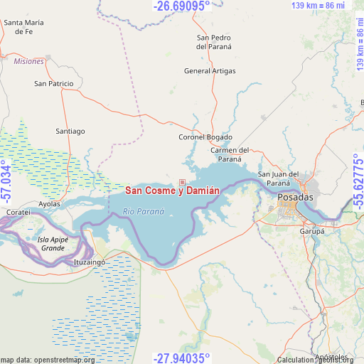 San Cosme y Damián on map
