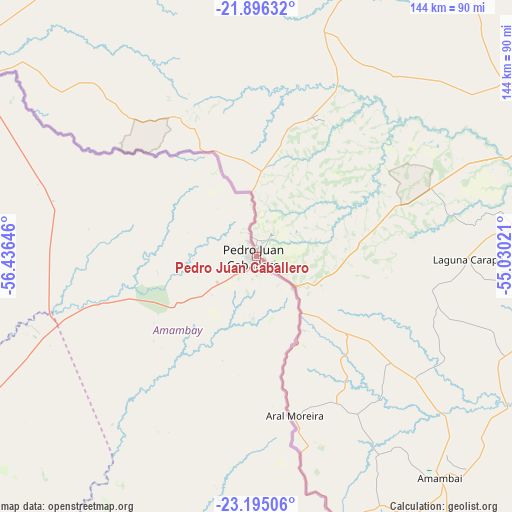 Pedro Juan Caballero on map