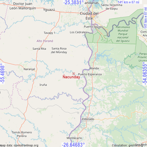 Ñacunday on map