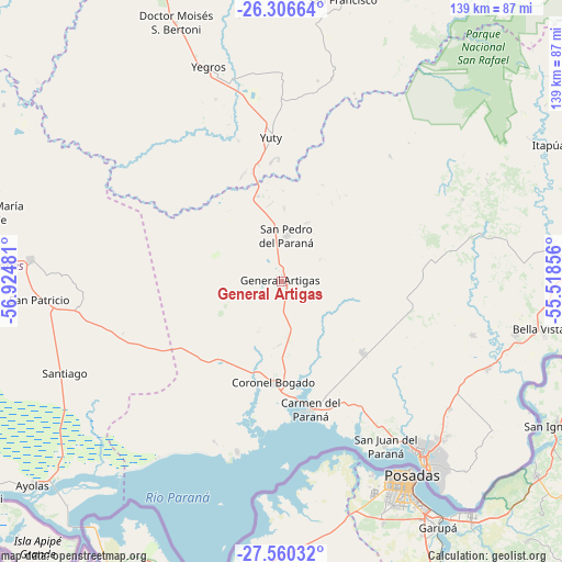 General Artigas on map