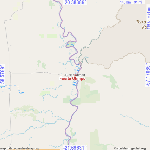 Fuerte Olimpo on map