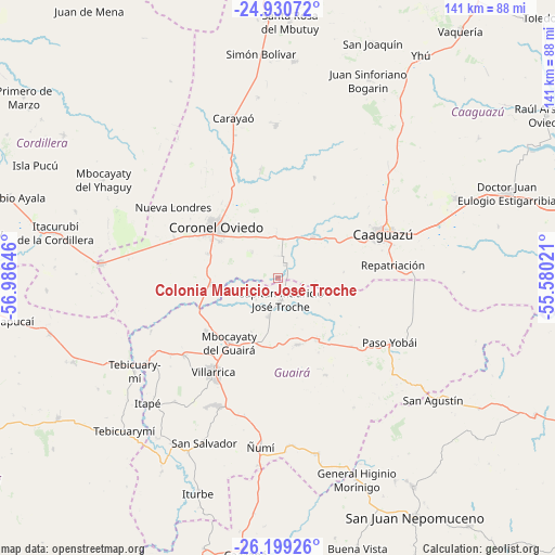 Colonia Mauricio José Troche on map