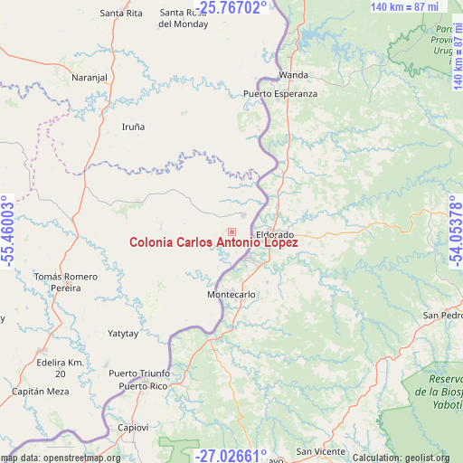 Colonia Carlos Antonio López on map
