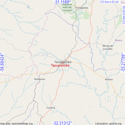 Tacuarembó on map