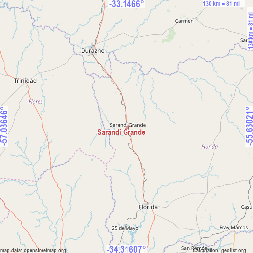 Sarandí Grande on map