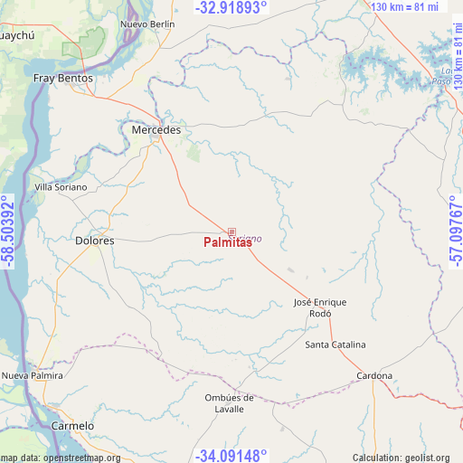 Palmitas on map