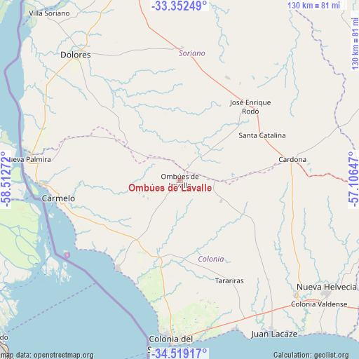 Ombúes de Lavalle on map
