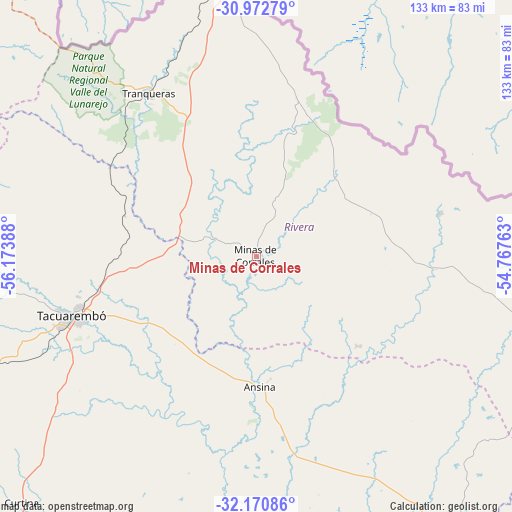 Minas de Corrales on map