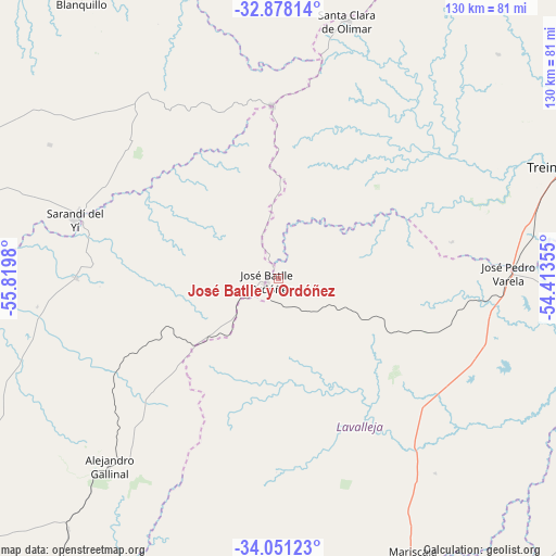 José Batlle y Ordóñez on map