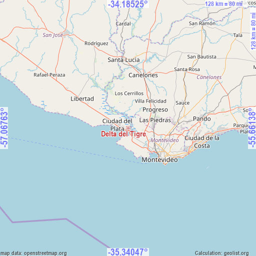 Delta del Tigre on map