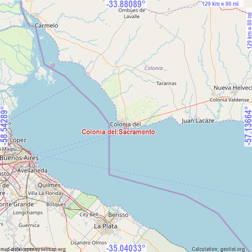 Colonia del Sacramento on map