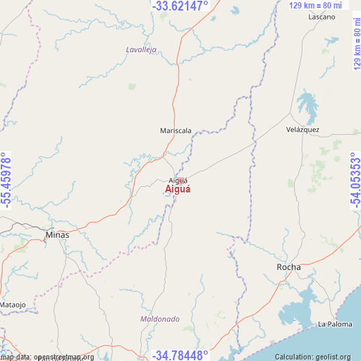 Aiguá on map