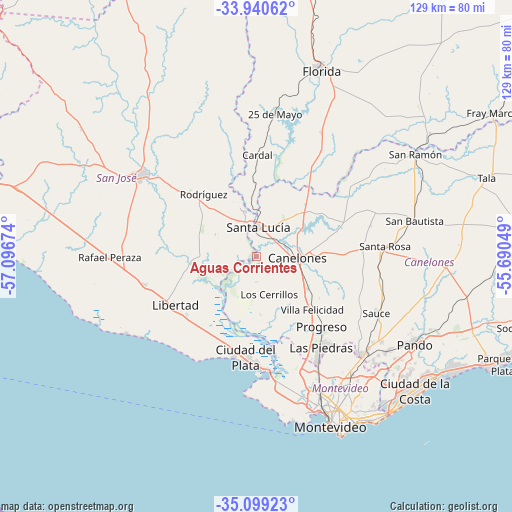 Aguas Corrientes on map