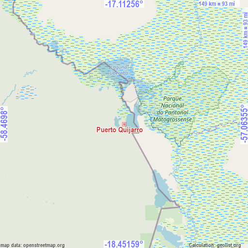 Puerto Quijarro on map