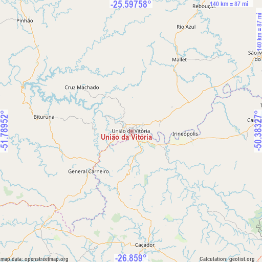 União da Vitória on map