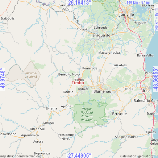 Timbó on map