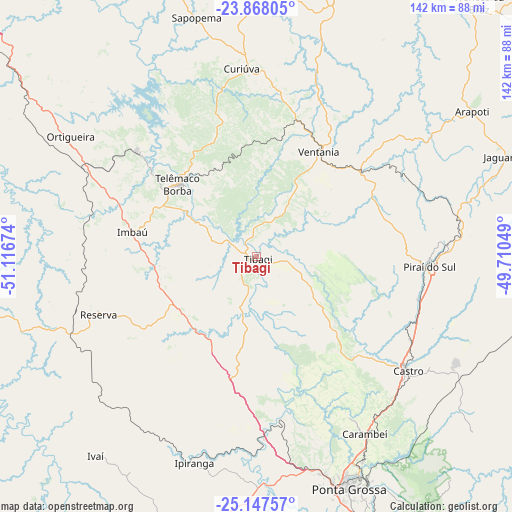 Tibagi on map