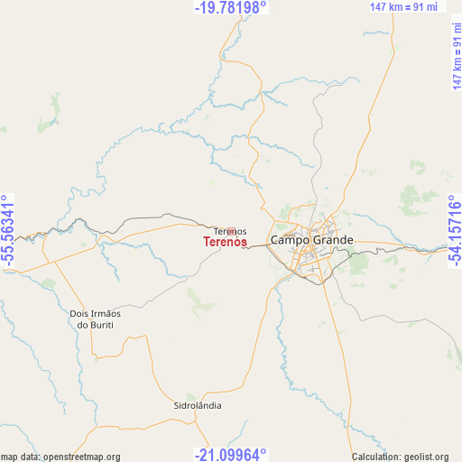 Terenos on map