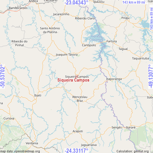Siqueira Campos on map