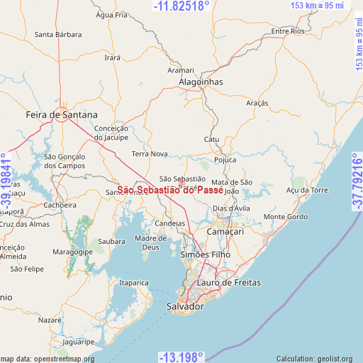 São Sebastião do Passé on map