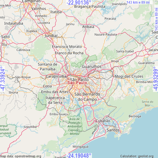 São Paulo on map