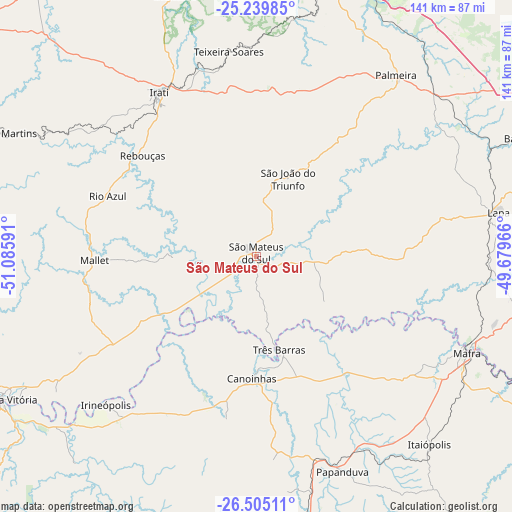 São Mateus do Sul on map