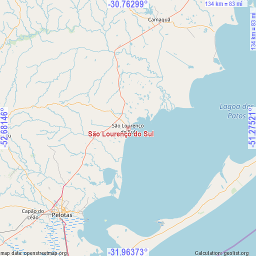 São Lourenço do Sul on map