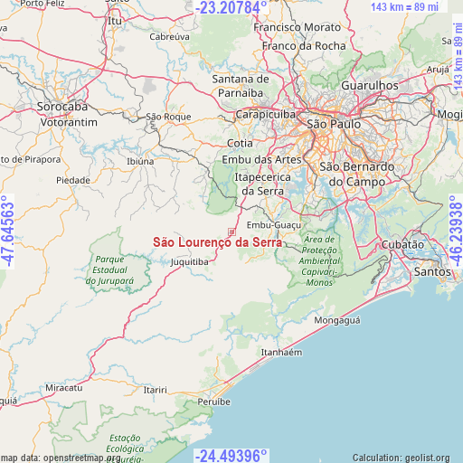 São Lourenço da Serra on map
