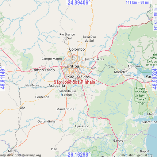 São José dos Pinhais on map