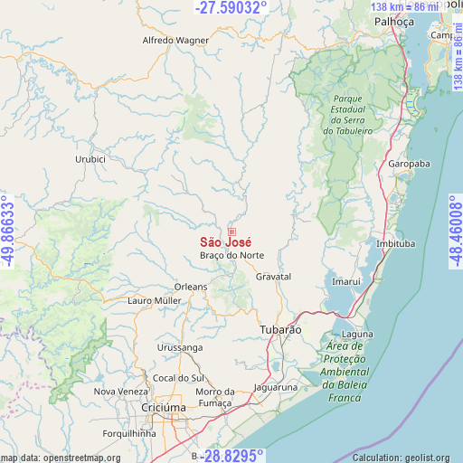 São José on map