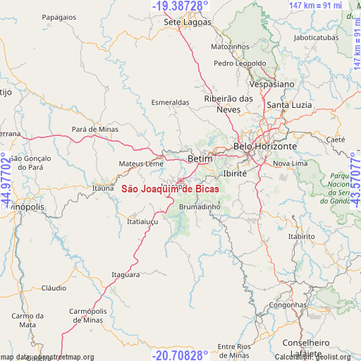 São Joaquim de Bicas on map