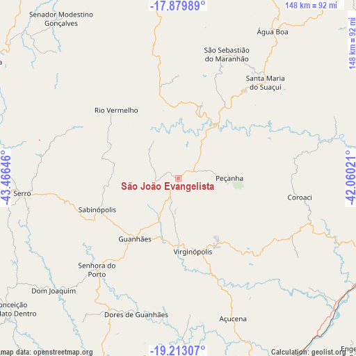 São João Evangelista on map
