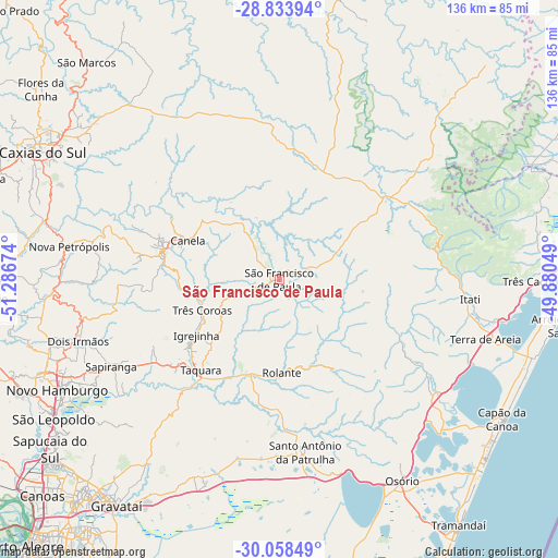 São Francisco de Paula on map