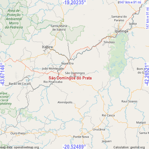 São Domingos do Prata on map