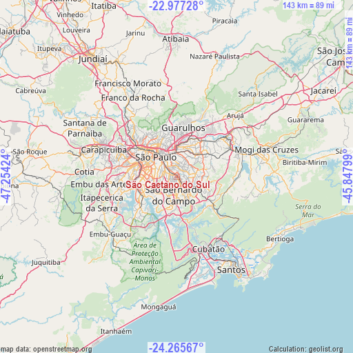 São Caetano do Sul on map