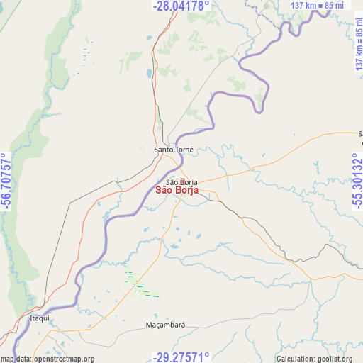 São Borja on map