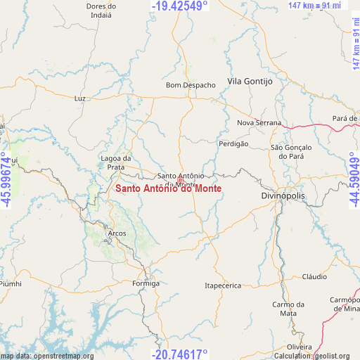 Santo Antônio do Monte on map