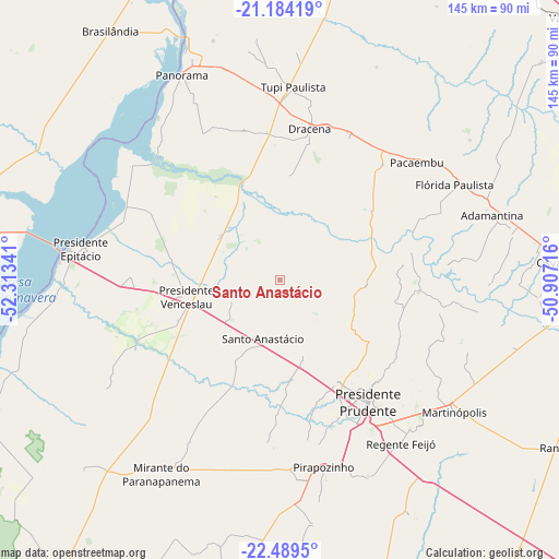 Santo Anastácio on map