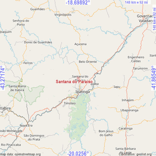Santana do Paraíso on map