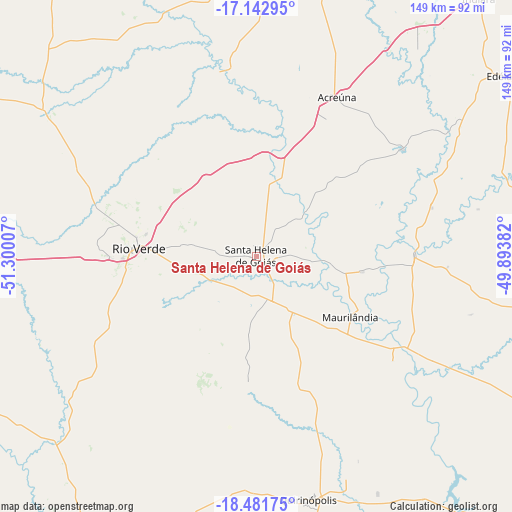 Santa Helena de Goiás on map