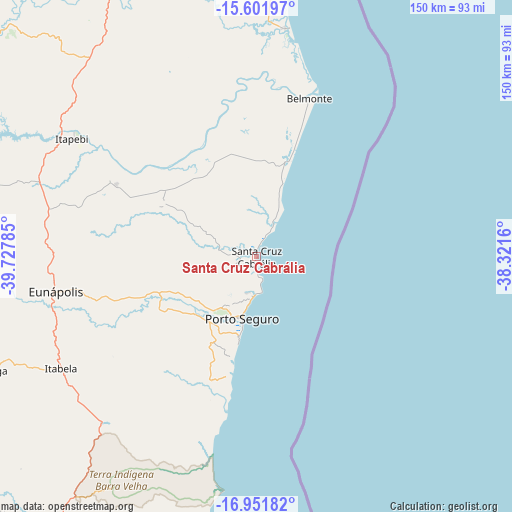 Santa Cruz Cabrália on map