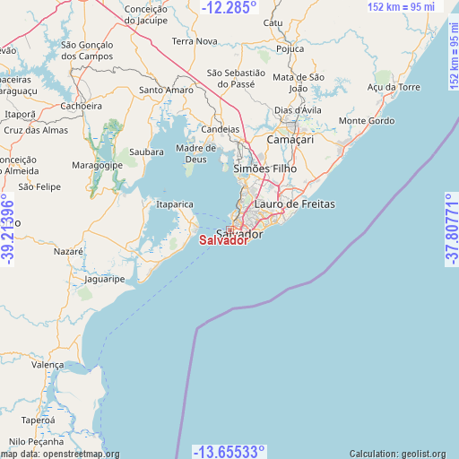 Salvador on map